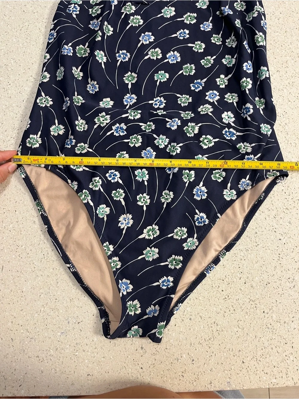 J.Crew Halter Bow One-Piece Swimsuit in Navy Daisy Print Size 12